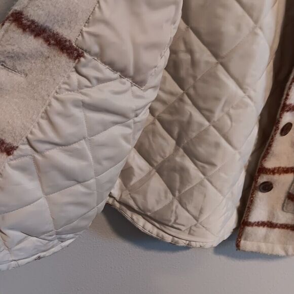 Universal Thread Women's Oversized Wool Jacket Size L Large Cream Plaid - Picture 3 of 6